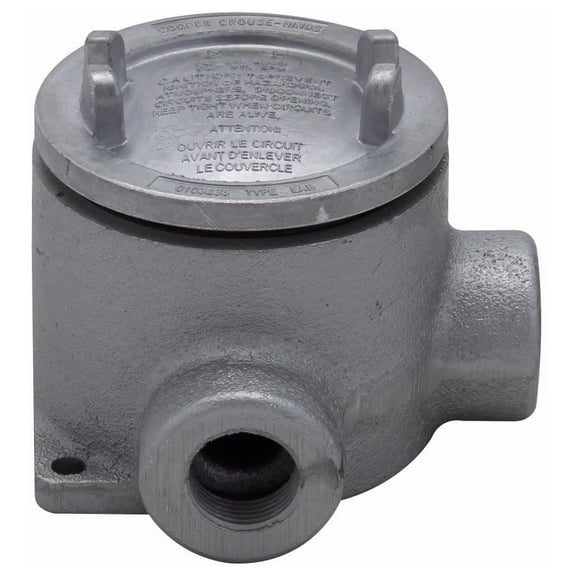 Crouse-Hinds EABL26, (2) 3/4"" Hub, Iron, Explosionproof Conduit Outlet Box, 1 pc