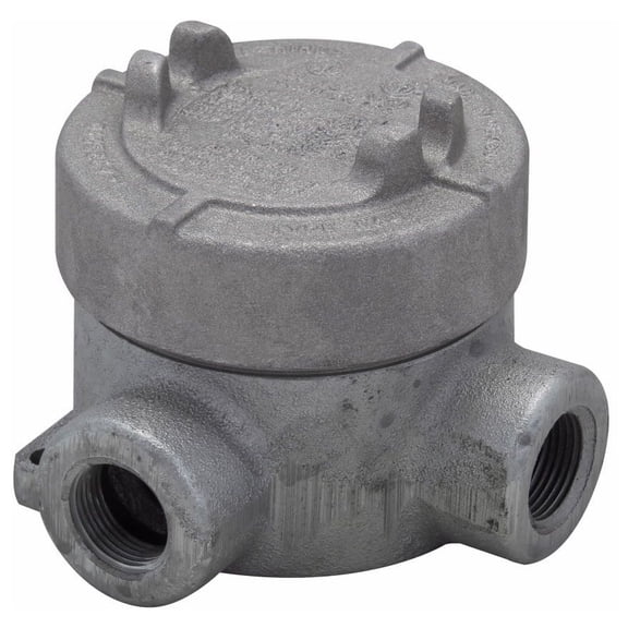 Crouse-Hinds EAJL16, (2) 1/2"" Hub, Iron, Explosionproof Conduit Outlet Box, 1 pc