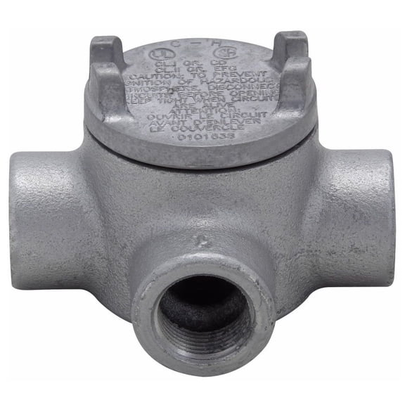 Crouse-Hinds GUAT14-SA, (3) 1/2"" Hub, Aluminum, Explosionproof Outlet Box, 1 pc