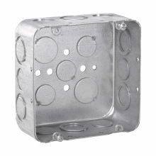 Crouse-Hinds TP563 Drawn Square Outlet Box, Steel, 42 cu-in Capacity, 17 Knockouts, 4-11/16 in H x 4-11/16 in W x 2-1/8 in D