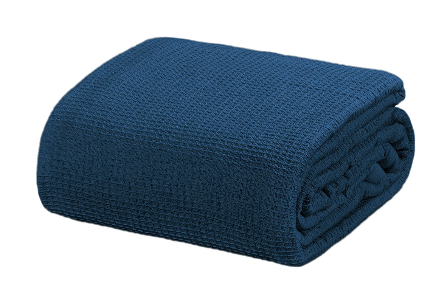 Crover All Season Thermal Waffle Cotton King Blanket Deep Blue