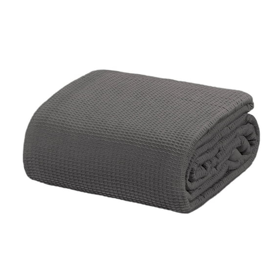 Crover All Season Thermal Waffle Cotton Queen Blanket Dark Gray