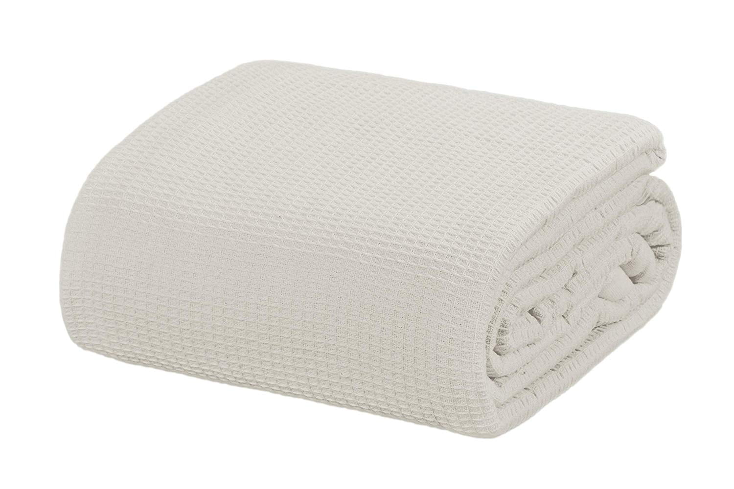 Glacier Grey Queen Cotton Waffle Knit Blanket