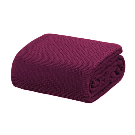 Crover All Season Thermal Waffle Cotton Queen Blanket Plum