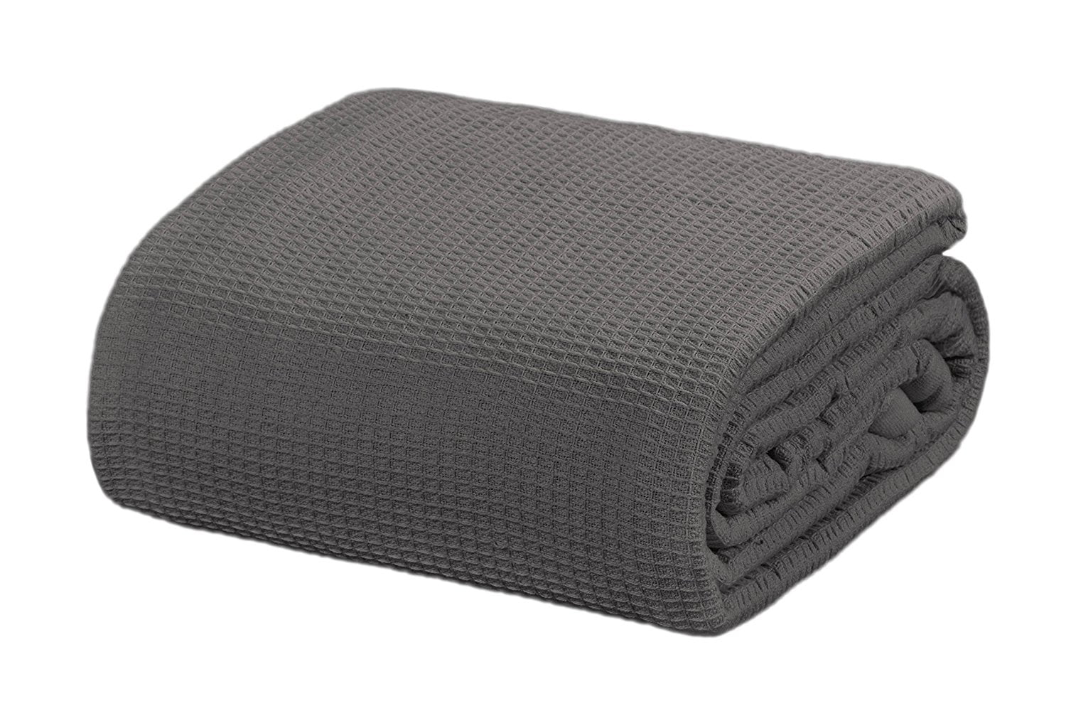 Dark Gray Twin Cotton Waffle Knit Blanket