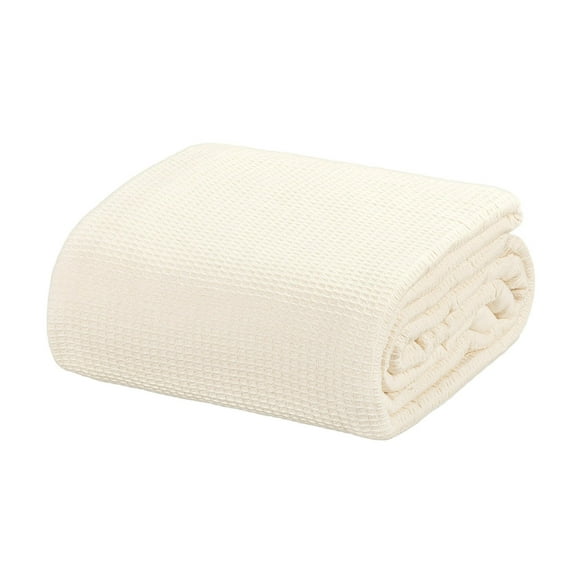 Crover All Season Thermal Waffle Cotton Twin Blanket Ivory