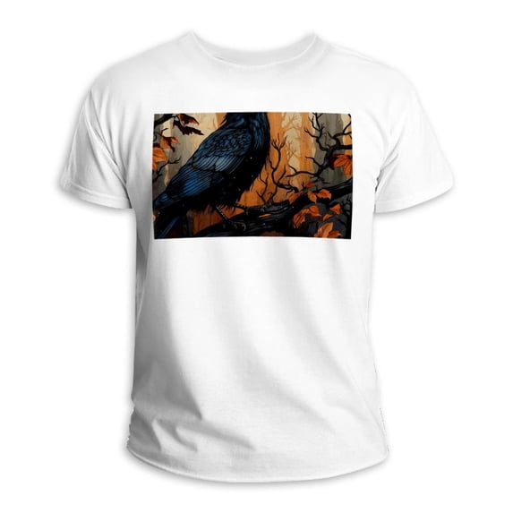 Crow 100% Cotton White T-Shirt for Men | Classic Casual Tee | Lightweight Essential Top for Summer with Soft Fabric and Breathable Design