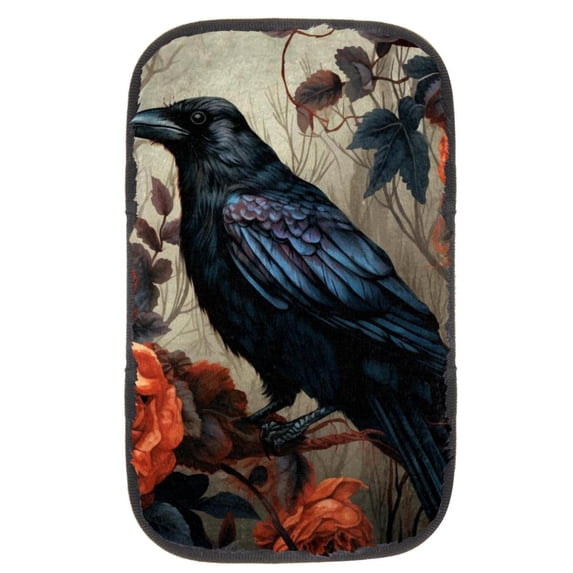 Crow 12.5x8.2 Inch Armrest Cover Car Armrest Pad Soft Comfortable Furry Printed