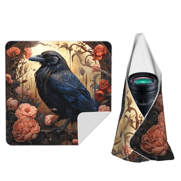 Crow And Flowers Raven Gothic Magic Self-Adhesive Camera Wrap, Anti-Scratch & Dust-Proof Protective Equipment Cloth 10x10