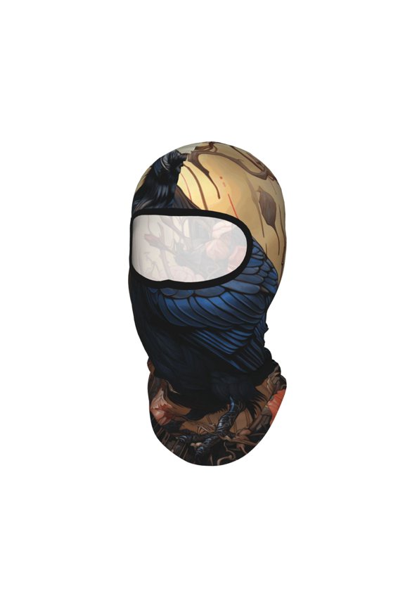 Crow And Flowers Raven Gothic Unisex Balaclava Ski Mask Full Face Cover for Cold Weather & UV Protection, Breathable Cooling Helmet Liner