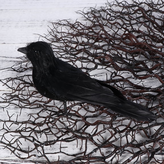 Crow Bird Toy,Simulated Halloween Decoration Realistic Crow Prop Black ed Bird