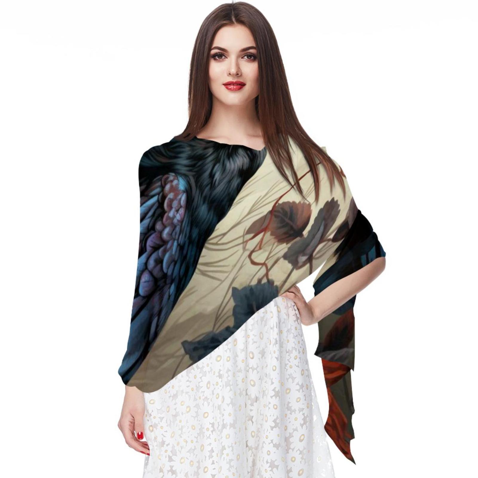 Crow Breathable Chiffon Yarn Silk Head Scarf 180*73 - Lightweight ...