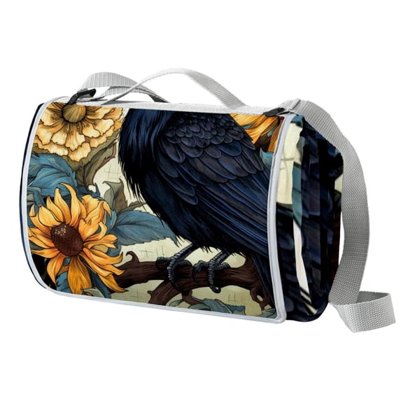 Crow Canvas Beach Blanket Picnic Mat - Oversized Outdoor Rug for Beach, Camping, and Picnics - 63 x 55 inches Large Size with Premium Material for Comfort and Durability