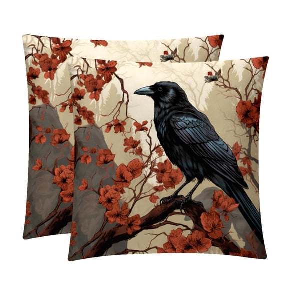 Crow Chair Pillow Covers Set of 2 Throw Pillow Decorative Pillows Velvet with Unique Patterns for Various Occasions - Available in 16x16, 18x18, and 20x20 Inches