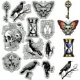 thumbnail image 1 of Crow Clear Rubber Stamps Skull Moths Flowers Skulls Hourglass Keys Gothic Vintage Transparent Silicone Stamp Seals, 1 of 9
