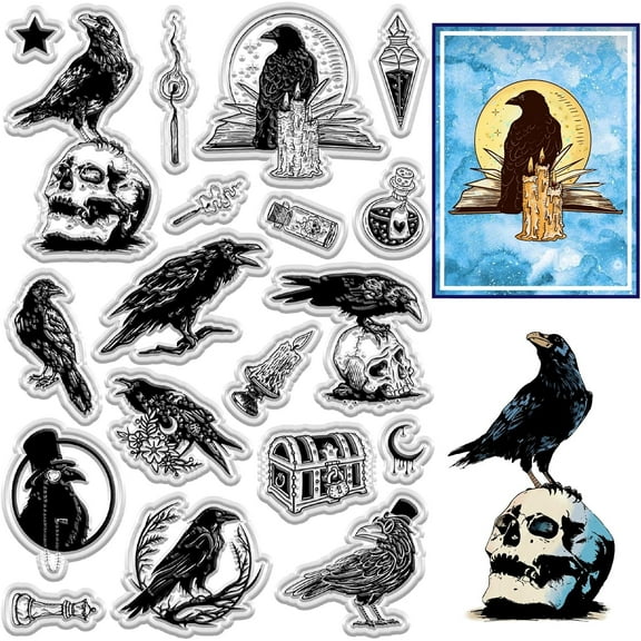 Crow Clear Stamps Magic Potion Reusable Postmark Vintage Transparent Silicone Stamp Seals