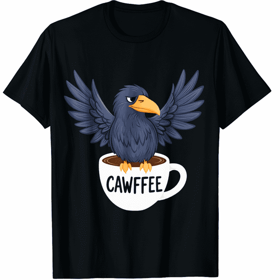 Crow Coffee Black Short Sleeve T Shirt for Men and Women