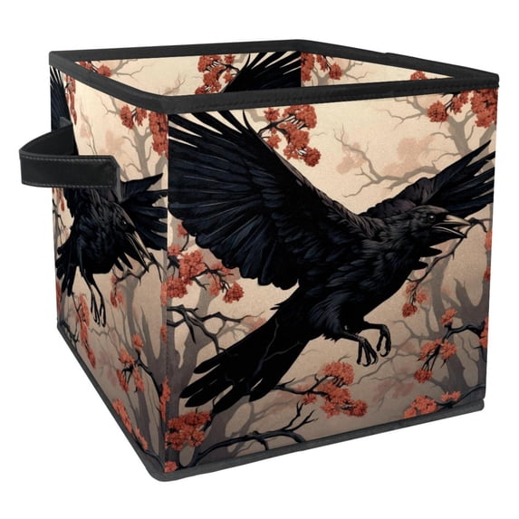 Crow Collapsible Storage Cubes, Cube Organizer Bins with Handle, 10.8"x10.5"x10.6", Large Capacity