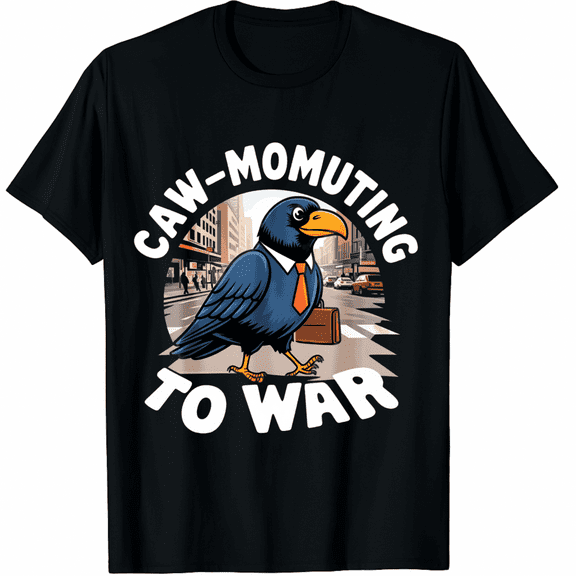 Crow Commuting To War Black Short Sleeve T-Shirt for Men and Women