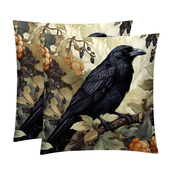 Crow Covers Pillows Set of 2 with Unique Patterns, Throw Pillow Inserts for Bed or Couch, Available in 16x16, 18x18, 20x20 Inches for Any Occasion