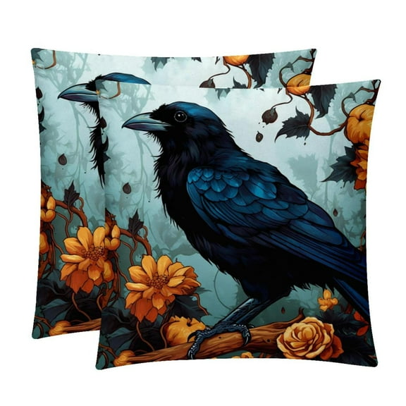 Crow Covers Pillows Set of 2 with Unique Patterns, Throw Pillow Inserts for Bed or Couch, Available in 16x16, 18x18, 20x20 Inches for Any Occasion