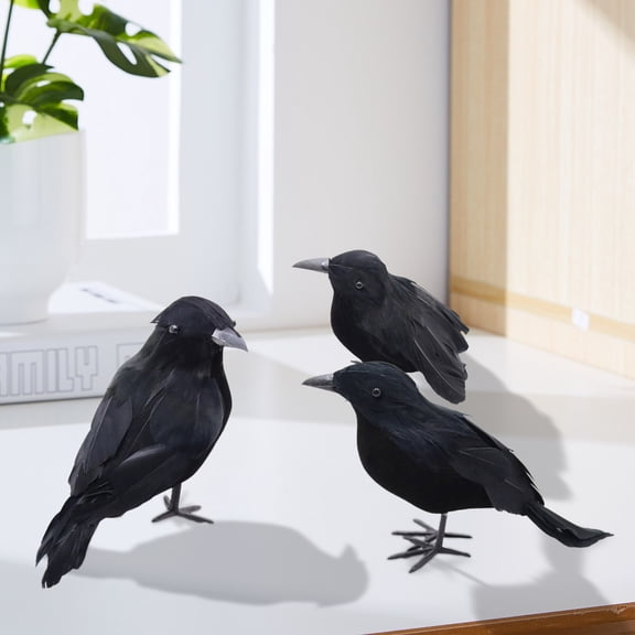 Crow Decor,Halloween Crows,Crow Halloween Decor,Halloween Crows and Ravens,Christmas Artificial Blackbird Decoration,Halloween Crow,Halloween Crows(C 3pcs/Set 6*4in)