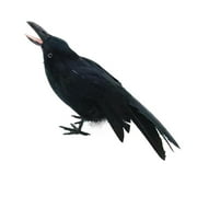 Crow Decoys Full Body Plastic Crow Decoy for Hunting, Black Flocked Crow Decoy w/Feet Stake for Halloween Decor Yard Garden Decoration