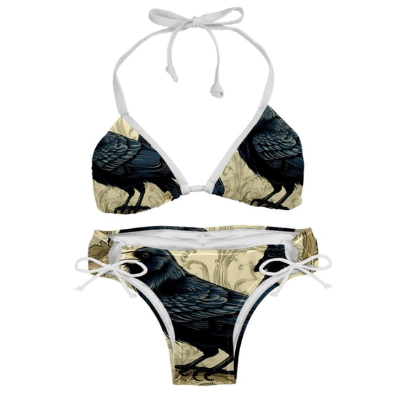 Crow Detachable Sponge Adjustable Strap Bikini Set Two-Pack Swimsuit for Women