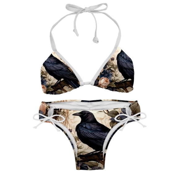 Crow Detachable Sponge Adjustable Strap Bikini Set Two-Pack Swimsuits for Women