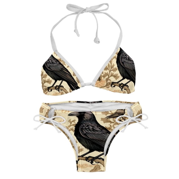 Crow Detachable Sponge Adjustable Strap Bikini Set Two-Pack - Swimwear for Two, Beach Vacation Essentials!