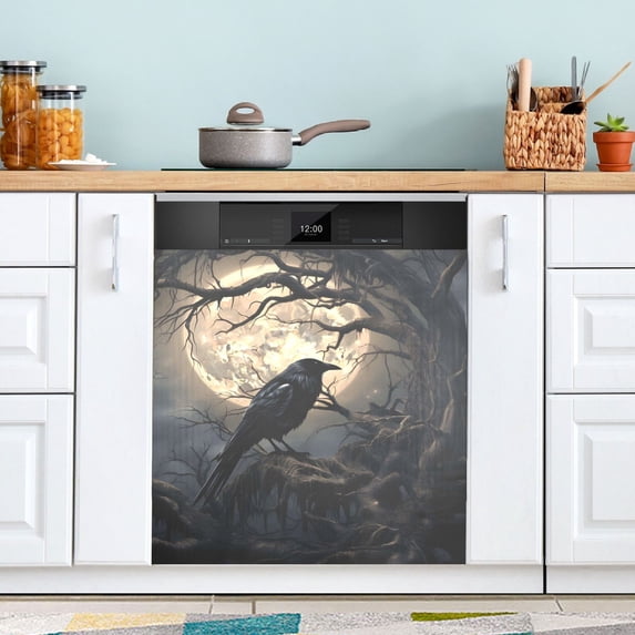Crow Dishwasher Magnet Cover Reuseable Refrigerator Magnet Cover Decal Kitchen Fridge Microwave Stickers Hoilday Party Decor 23 x 26 inch