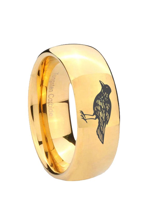 Crow Dome Gold Plated Tungsten Men Ring 10MM