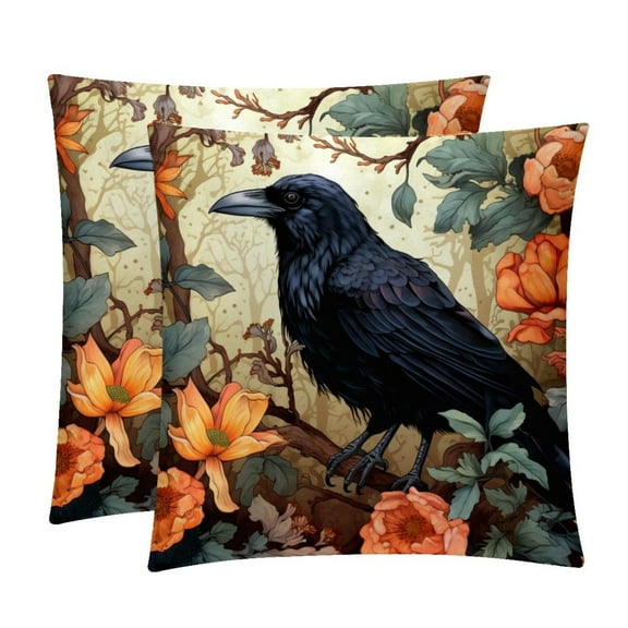 Crow Elegant Velvet Throw Pillows with Unique Patterns for Chair Pillow Covers & Throw Pillow - Set of 2, Available in 16x16, 18x18, & 20x20 inches for