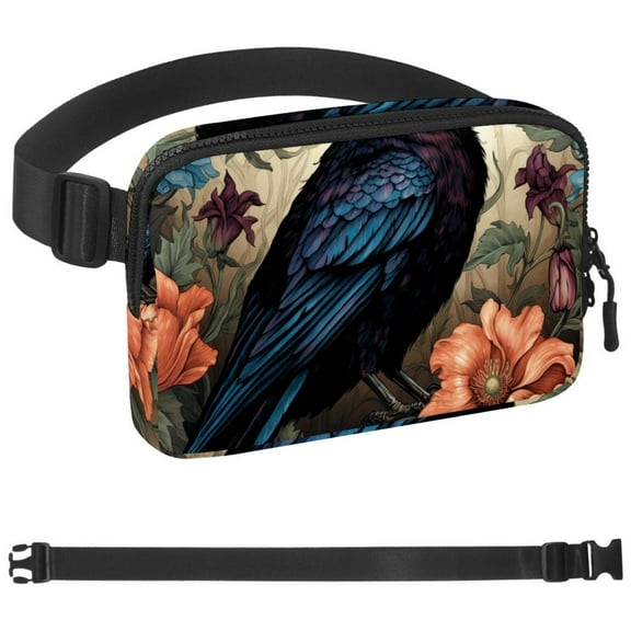 Crow Fanny Pack for Men Women, Crossbody Waist Bag Pack, Belt Bag for Travel Walking Running Hiking Cycling, Easy Carry Any Phone, Wallet