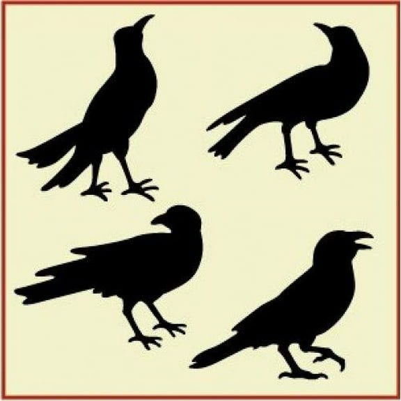 Crow Flock 3 Stencil - 4 Images Primitive Bird Stencil Raven Template Reusable Laser Cut Mylar Template for Painting Home Decor DIY Crafts - The Artful Stencil