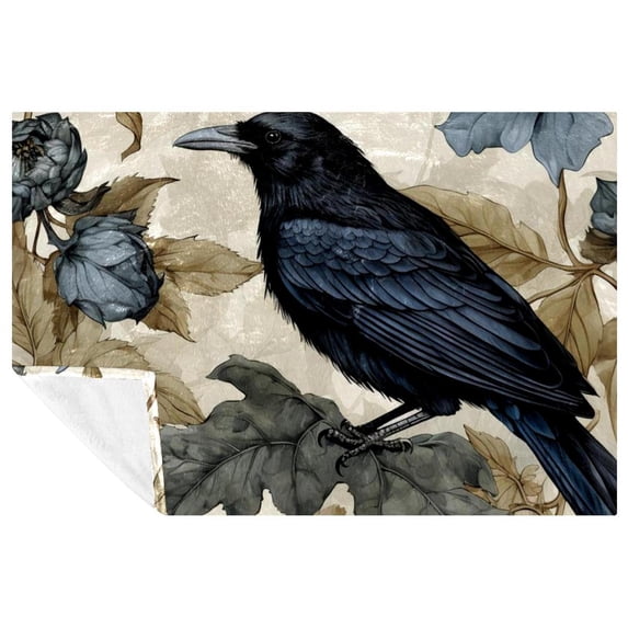 Crow Fluffy Blankets Cozy Microfiber Throw Blanket - Soft and Warm Printed Lightweight Blanket for Sofa, Bed, Couch, Office, Camping