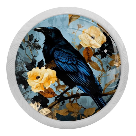 Crow Fluorescent Drawer Pulls with Screws, Round 4-Pack, Glow-in-the-Dark Cabinet Handles, Kitchen Knobs, Door Handles