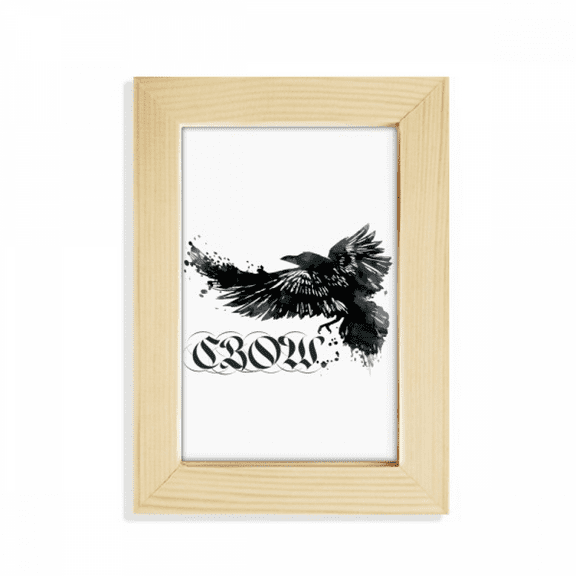 Crow Flying Letter Gothic Wings Desktop Display Photo Frame Picture Art Painting 5x7 inch