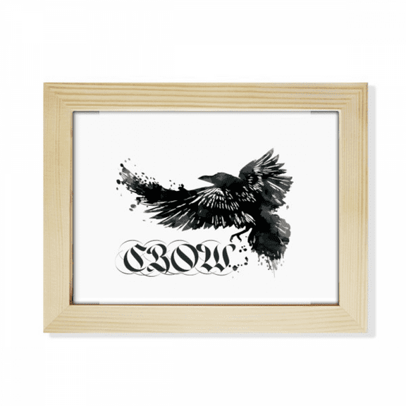 Crow Flying Letter Gothic Wings Desktop Photo Frame Picture Art Decoration Painting 6x8 inch