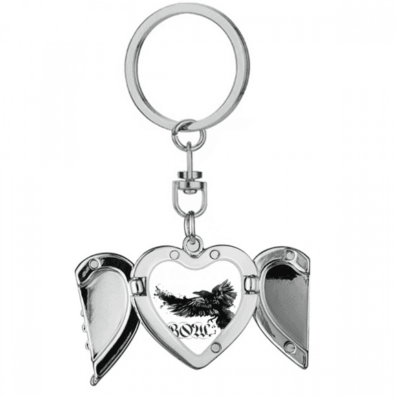 Crow Flying Letter Gothic Wings Heart Angel Wing Key Chain Holder