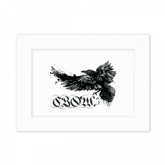 Crow Flying Letter Gothic Wings Photo Mount Frame Picture Art Painting Desktop 5x7 inch