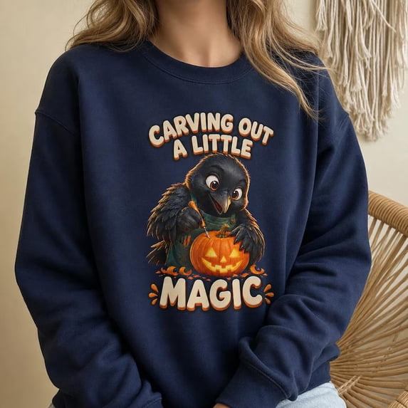 Magic Storage Design Crow Halloween Carving Out Little Magic Pumpkin Design Top Sweatshirt ...