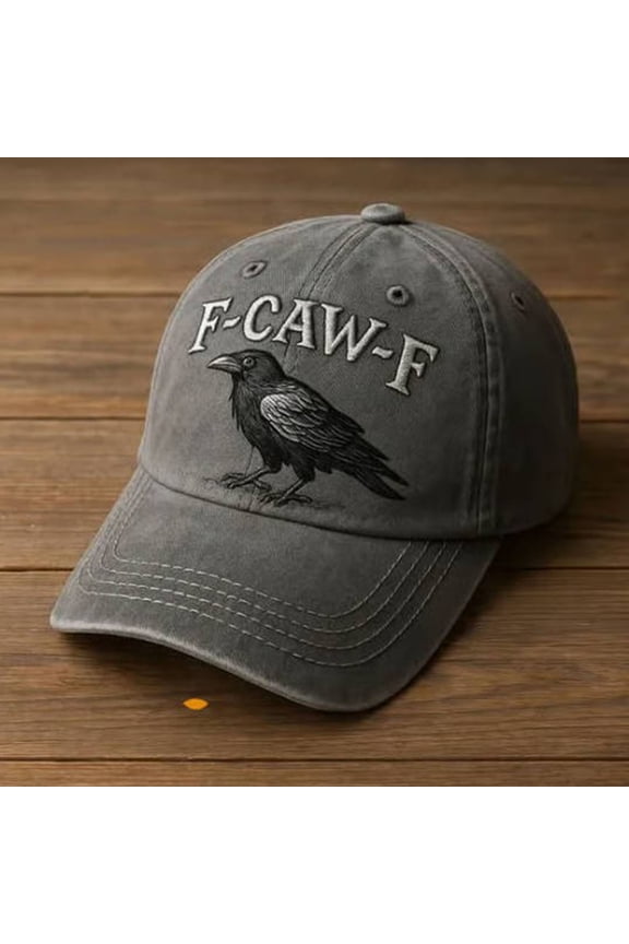 Crow Hat, Small Raven Embroidered Low Profile Soft Cotton Baseball Cap, Statement Embroidered Baseball Cap with Gothic & Nature-Inspired Design, Adjustable Cotton Cap