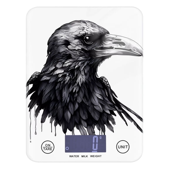 Crow Head Bird Food Scale Digital Kitchen Scale Waterproof Tempered Glass Tare Function 11 lb for Baking Cooking Meal Prep
