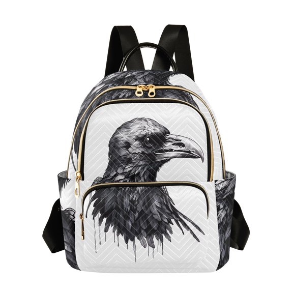 Crow Head Bird Travel Laptop Backpack Casual Daypack Lightweight Bookbag Compartment for Business