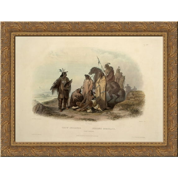 Crow Indians, plate 13 from volume 1 of `Travels in the Interior of North America' 24x18 Gold Ornate Wood Framed Canvas Art by Karl Bodmer