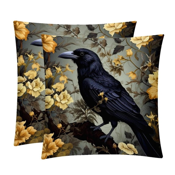 Crow Inserts Set - 2-Pack Decorative Pillows with Unique Patterns for Throw Pillow Covers for Home Decor, Sofa, Bed - Available in 16x16, 18x18 & 20x20