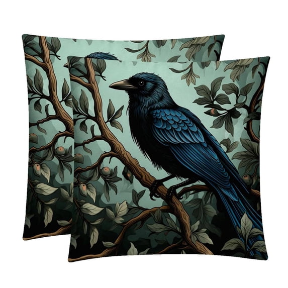 Crow Luxurious Velvet Throw Pillow Inserts with Unique Patterns - Set of 2 Chair Pillow Covers - Available in 16x16, 18x18, 20x20 Inches for All Occasions