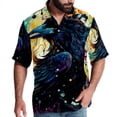 thumbnail image 1 of Crow Men's Casual Poplin Button Down Short Sleeve Hawaiian Beach Shirt, 1 of 6