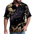 thumbnail image 1 of Crow Men's Hawaiian Short Sleeve Printed Button Down Poplin Casual Summer Beach Shirt, Unisex, 1 of 6
